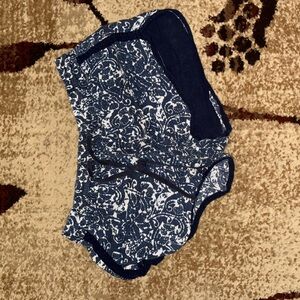 Navy and White Patterned Shorts